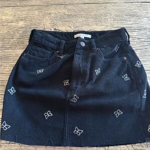 PACSUN Black Butterfly Embroidered Skirt-corduroy 24 waist